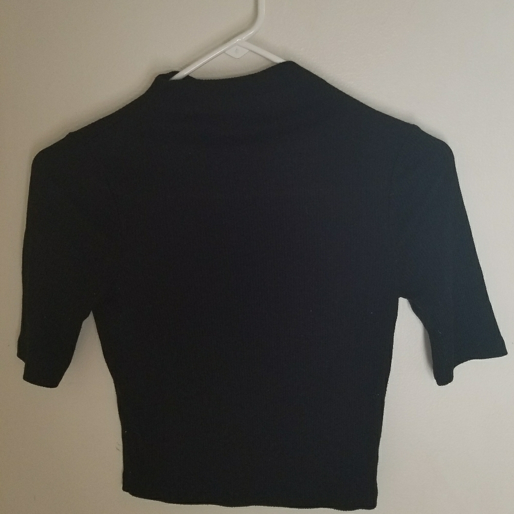 Forever21 Black Mock-neck Crop Top